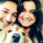 Divya palat with her husband Aditya Hitkari and their pet