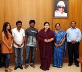 Gv prakash's sister, father, gv, saindhavi's mom and dad met the honorable cm Jayalalitha.