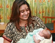 Malavika avinash with her baby