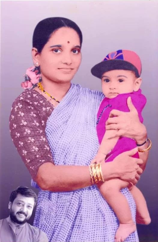 Ravi Belagere Childhood with Mother Parvathi