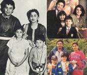 Rishi kapoor and his family. we can see girl riddhima and boy ranbir kapoor as child.