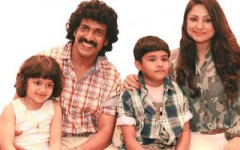 Upendra with wife priyanka and children ayush and aishwarya