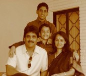 Amala with her family: husband nagarjuna, son akhil and stepson naga chaitanya, an old pic