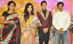 Arjun sarja and wife at bharath's wedding reception