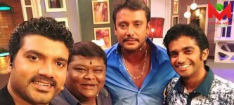 Bullet prakash with darshan and srujan Lokesh