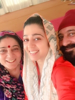 Charmy kaur with her family during festival