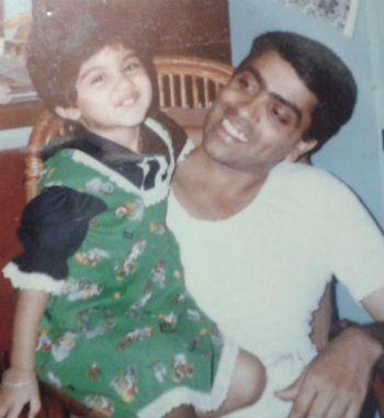 Dhanya Balakrishna childhood photo with her father
