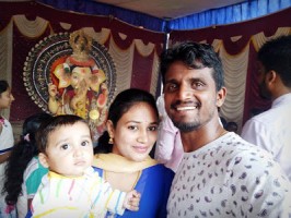 Kirik keerthi family- wife arpitha & son avishkar