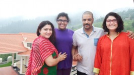 Kushboo with her husband sundar and daughters