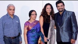 Madhavan with his parents and wife celebrating birthday: father ranganathan, mother saroja and wife sarita