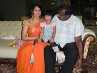 Radhika kumaraswamy with husband H.D kumaraswamy and daughter shamika