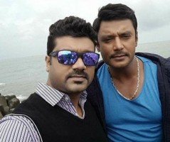 srujan lokesh with Darshan Thoogudeep